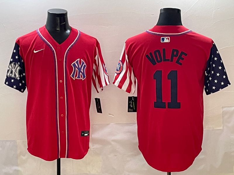 Men New York Yankees #11 Volpe Red a generation of national flags Jointly Name 2025 Nike MLB Jersey style 6